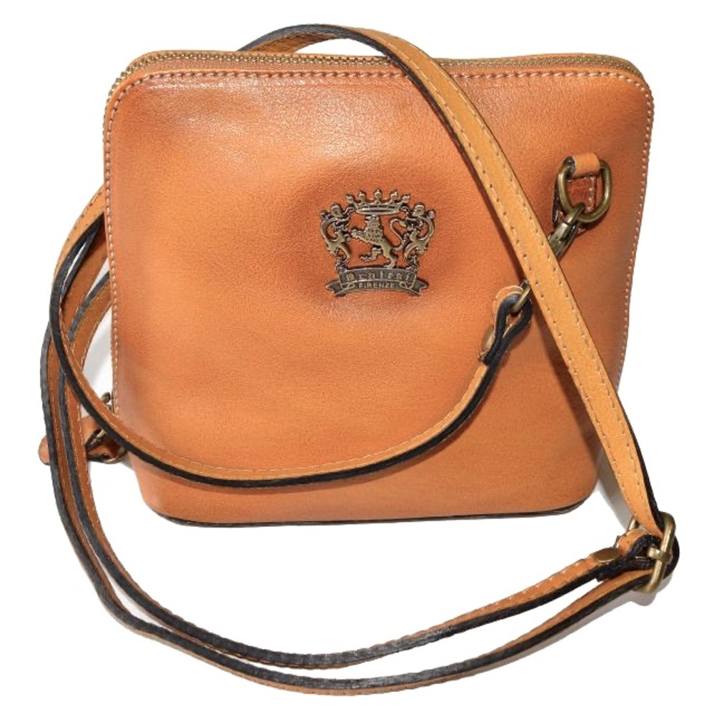 Pratesi Firenze Volterra Made In Italy Zip Top Cognac Leather Crossbody